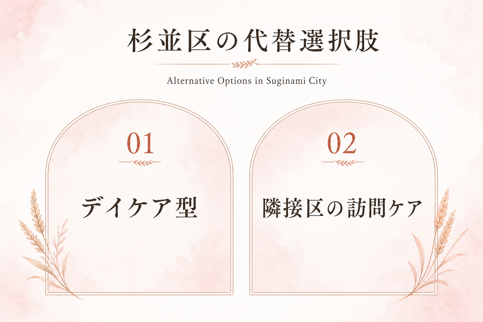 杉並区に訪問型産後ケアがない場合の代替選択肢(デイケア型・隣接区の訪問ケア)の図解